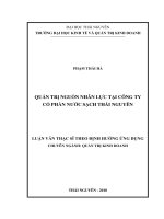 Luận văn thạc sĩ: Quản Trị Nguồn Nhân Lực Tại Công Ty Cổ Phần Nước Sạch Thái Nguyên