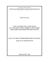 Luận văn thạc sĩ: Nâng Cao Khả Năng Cạnh Tranh Của Ngân Hàng Nông Nghiệp Và Phát Triển Nông Thôn Chi Nhánh Tỉnh Thái Nguyên​