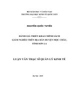 Luận văn thạc sỹ - Đánh giá triển khai chính sách giảm nghèo trên địa bàn huyện Mộc Châu, tỉnh Sơn La