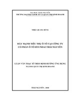 Luận văn thạc sĩ: Đẩy Mạnh Tiêu Thụ Ô Tô Tại Công Ty Cổ Phần Ô Tô Hyundai Thái Nguyên