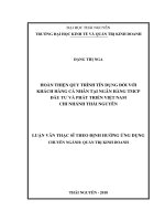 Luận văn thạc sĩ: Hoàn Thiện Quy Trình Tín Dụng Đối Với Khách Hàng Cá Nhân Tại Ngân Hàng Thương Mại Cổ Phần Đầu Tư Và Phát Triển Việt Nam Chi Nhánh Thái Nguyên​