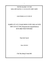 CHUYÊN ĐỀ LUẬN ÁN TIẾN SĨ NGHIÊN CỨU XỬ LÝ ĐẠM TRONG NƯỚC THẢI AO NUÔI THỦY SẢN (CÁ TRA (Pangasianodon hypophthalmus)) BẰNG BIỆN PHÁP SINH HỌC