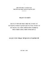 Luận văn thạc sỹ - Quản lý tiến độ thực hiện dự án đầu tư xây dựng cơ bản tại Ban Quản lý dự án đầu tư xây dựng các công trình NN&PTNT tỉnh Sơn La