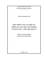 PHÁT TRIỂN NĂNG LỰC HỢP TÁC THÔNG QUA DẠY HỌC TRẢI NGHIỆM CHƯƠNG ESTE – LIPIT (HÓA HỌC 12)