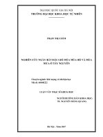 NGHIÊN CỨU NGÀY BẮT ĐẦU GIÓ MÙA MÙA HÈ VÀ MÙA MƯA Ở TÂY NGUYÊN Chuyên ngành: Khí tượng khí hậu học