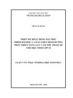 Luận văn thạc sĩ khoa học giáo dục: Thiết Kế Hoạt Động Dạy Học Nhóm Bài Học Ca Dao Theo Định Hướng Phát Triển Năng Lực Cảm Thụ Thẩm Mĩ Cho Học Sinh Lớp 10​