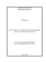 Luận văn thạc sĩ: Quản Lý Nhân Lực Tại Ngân Hàng TMCP Xuất Nhập Khẩu Việt Nam – Chi Nhánh Ba Đình  Hà Nội​