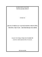 Luận văn thạc sĩ: Quản Lý Nhân Lực Tại Ngân Hàng Tmcp Công Thương Việt Nam – Chi Nhánh Quang Minh​