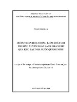 Luận văn thạc sĩ: Hoàn Thiện Hoạt Động Kiểm Soát Chi Thường Xuyên Ngân Sách Nhà Nước Qua Kho Bạc Nhà Nước Quảng Ninh