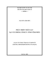 Luận văn thạc sĩ: Phát Triển Nhân Lực Tại Văn Phòng Tỉnh Ủy Tỉnh Vĩnh Phúc​