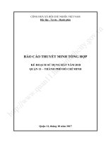 BÁO CÁO THUYẾT MINH TỔNG HỢP KẾ HOẠCH SỬ DỤNG ĐẤT NĂM 2018 QUẬN 11 – THÀNH PHỐ HỒ CHÍ MINH