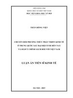 CHUYỂN ĐỔI PHƢƠNG THỨC PHÁT TRIỂN KINH TẾ Ở TRUNG QUỐC SAU ĐẠI HỘI XVIII ĐẾN NAY VÀ HÀM Ý CHÍNH SÁCH ĐỐI VỚI VIỆT NAM