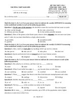 ĐỀ THI THỬ THPT QUỐC GIA MÔN TIẾNG ANH NĂM 2019-2020 THEO HƯỚNG TINH GIẢN-ĐỀ 107