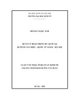 Luận văn thạc sĩ: Quản Lý Hoạt Động Du Lịch Tại Di Tích Văn Miếu  Quốc Tử Giám  Hà Nội​