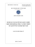 ĐÁNH GIÁ TÀI NGUYÊN DU LỊCH VÀ ĐIỀU KIỆN SINH KHÍ HẬU PHỤC VỤ PHÁT TRIỂN DU LỊCH VÙNG NAM BỘ VIỆT NAM