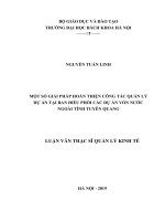 MỘT số GIẢI PHÁP HOÀN THIỆN CÔNG tác QUẢN lý dự án tại BAN điều PHỐI các dự án vốn nước NGOÀI TỈNH TUYÊN QUANG