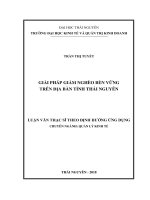 Luận văn thạc sĩ: Giải pháp giảm nghèo bền vững trên địa bàn tỉnh Thái Nguyên