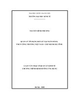 Luận văn thạc sĩ: Quản Lý Tín Dụng Bán Lẻ Tại Ngân Hàng TMCP Công Thương Việt Nam – Chi Nhánh Hà Tĩnh​