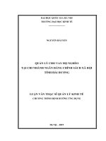 Luận văn thạc sĩ: Quản Lý Cho Vay Hộ Nghèo Tại Chi Nhánh Ngân Hàng Chính Sách Xã Hội Tỉnh Hải Dương​