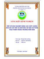 SKKN một số kinh nghiệm nâng cao chất lượng bữa ăn cho trẻ và đảm bảo vệ sinh an toàn thực phẩm trong trường mầm non 