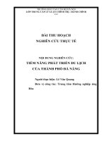 Bài thu hoạch  lớp trung cấp LLCT  TIỀM NĂNG PHÁT TRIỂN DU LỊCH của THÀNH PHỐ đà NẴNG