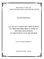 CÁC YẾU TỐ TÁC ĐỘNG ĐẾN Ý ĐỊNH SỬ DỤNG VÀ Ý ĐỊNH GIỚI THIỆU DỊCH VỤ VÍ ĐIỆN TỬ TRÊN ĐIỆN THOẠI DI ĐỘNG CỦA KHÁCH HÀNG TẠI TP. HỒ CHÍ MINH
