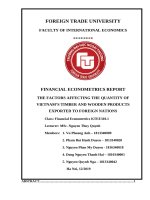 tiểu luận kinh tế lượng THE FACTORS AFFECTING THE QUANTITY OF VIETNAM’S TIMBER AND WOODEN PRODUCTS EXPORTED TO FOREIGN NATIONS 