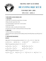 Đề cương HK2 môn Toán 12 năm 20192020  THPT Xuân Đỉnh