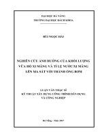 Nghiên cứu ảnh hưởng của khối lượng vữa hồ xi măng và tỉ lệ nước xi măng lên ma sát với thành ống bơm 