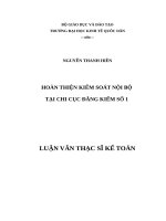 Luận văn thạc sỹ - Hoàn thiện kiểm soát nội bộ tại Chi cục Đăng kiểm số 1