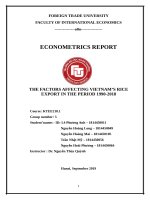 tiểu luận kinh tế lượng THE FACTORS AFFECTING VIETNAM’S RICE EXPORT IN THE PERIOD 1990 2018 