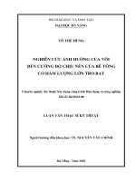 Nghiên cứu ảnh hưởng của vôi đến cường độ chịu nén của bê tông có hàm lượng lớn tro bay 
