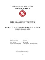 tiểu luận kinh tế lượng khảo sát các yếu tố ảnh hưởng đến giá tour du lịch trong nước 