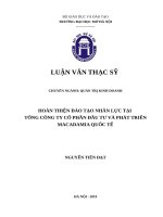 Luận văn thạc sỹ - Hoàn thiện đào tạo nhân lực tại Tổng công ty cổ phần đầu tư và phát triển Macadamia Quốc Tế