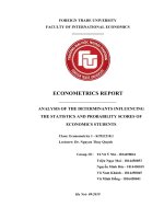 tiểu luận kinh tế lượng ANALYSIS OF THE DETERMINANTS INFLUENCING THE STATISTICS AND PROBABILITY SCORES OF ECONOMICS STUDENTS 
