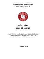 tiểu luận kinh tế lượng 2 đánh giá các nhân tố ảnh hưởng đến xuất khẩu thủy sản của việt nam giai đoạn 2007   2016 