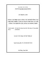 Nâng cao hiệu quả công tác đổ bê tông tại chổ nhà nhiều tầng sử dụng phương án thi công ván khuôn cột dầm sàn đồng thời 