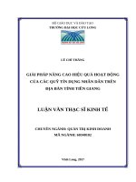Giải pháp nâng cao hiệu quả hoạt động của các quỹ tín dụng nhân dân trên địa bàn tỉnh tiền giang 