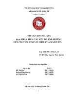 tiểu luận kinh tế lượng PHÂN TÍCH các yếu tố ẢNH HƯỞNG đến CHI TIÊU CHO VUI CHƠI của SINH VIÊN 