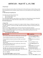lý thuyết và bài tập về ARTICLES  Mạo từ A, An, The