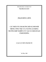 Các nhân tố ảnh hưởng đến sự đổi mới trong công việc của người lao động trường hợp nghiên cứu tại các khách sạn ở khánh hòa 