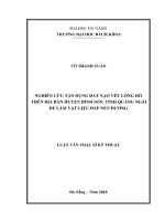 Nghiên cứu tận dụng đất nạo vét lòng hồ trên địa bàn huyện bình sơn, tỉnh quảng ngãi để làm vật liệu đắp nền đường 