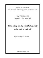 Bài thu hoạch thực tế  trung cấp LLCT  tiềm năng, lợi thế của huế để phát triển kinh tế   xã hội
