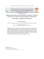 Áp dụng khung “năng lực hấp thụ công nghệ quốc gia” để thúc đẩy ứng dụng công nghệ cao trong sản xuất nông nghiệp tại tỉnh Bắc Kạn