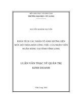 Phân tích các nhân tố ảnh hưởng đến mức độ thỏa mãn công việc của nhân viên ngân hàng tại tỉnh vĩnh long 