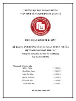 tiểu luận kinh tế lượng nghiên cứu một số yếu tố ảnh hưởng đến vốn đầu tư trực tiếp nước ngoài FDI vào việt nam giai đoạn 1998 2017 