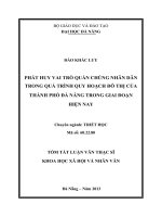 Phát huy vai trò quần chúng nhân dân trong quá trình quy hoạch đô thị của thành phố đà nẵng trong giai đoạn hiện nay 