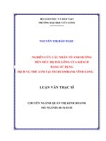 Nghiên cứu các nhân tố ảnh hưởng đến mức độ hài lòng của khách hàng sử dụng dịch vụ thẻ ATM tại techcombank vĩnh long 