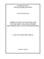 Nghiên cứu đề xuất giải pháp giảm tổn thất điện năng cho lưới điện phân phối huyện cam lâm, tỉnh khánh hòa 