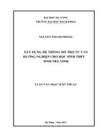 Luận văn thạc sĩ xây dựng hệ thống hỗ trợ tư vấn hướng nghiệp cho học sinh THPT tỉnh trà vinh 